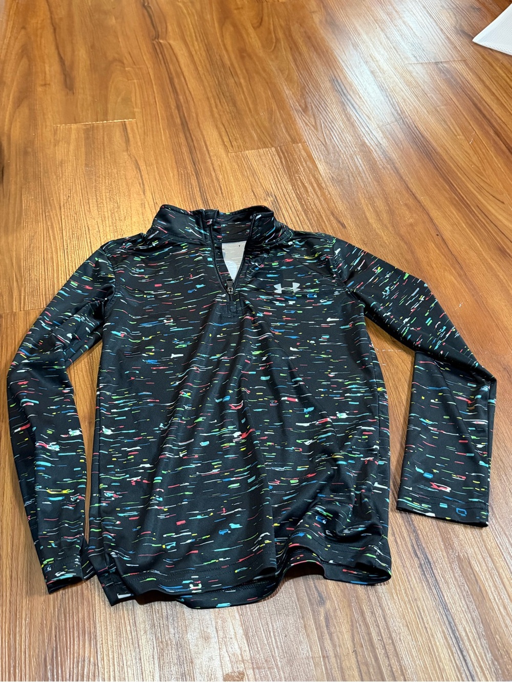 Under Armour Black Quarter-Zip Pullover with Multicolor Dash Print